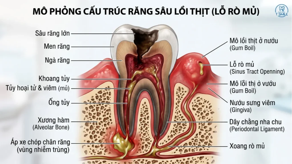 răng sâu lồi thịt